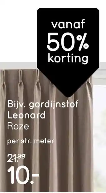 Leen Bakker Bijv. gordijnstof Leonard Roze aanbieding