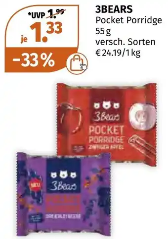 Müller DE 3 bears Pocket Porridge aanbieding