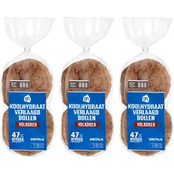 Albert Heijn AH Koolhydraatarm volkoren bollen 3-pack aanbieding