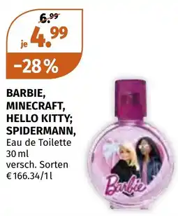 Müller DE Barbie, minecraft, hello kitty, spidermann aanbieding
