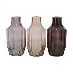 Van Cranenbroek Glazen vaas grijs 12x12x25cm, 3 varianten aanbieding