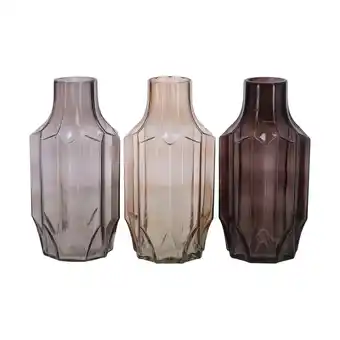 Van Cranenbroek Glazen vaas grijs 12x12x25cm, 3 varianten aanbieding