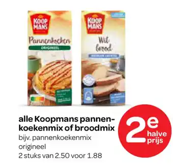 Spar alle Koopmans pannen koekenmix of broodmix aanbieding