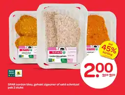 Spar SPAR cordon bleu, gehakt zigeuner of saté schnitzel aanbieding