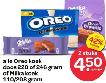 Spar alle Oreo koek of Milka koek aanbieding