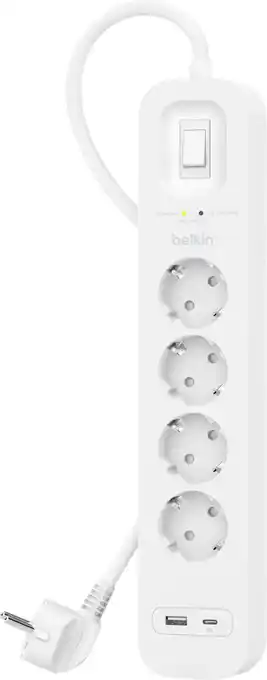 Coolblue Belkin Surge Protection 4 Outlet 2 Meter Usb C Wit aanbieding