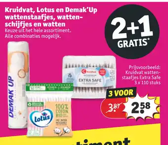 Kruidvat Kruidvat, Lotus en Demak'Up wattenstaafjes, watten- schijfjes en watten aanbieding