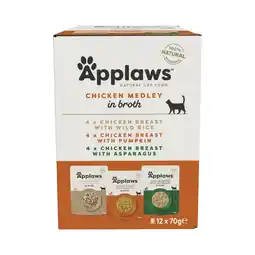Zooplus 12x70g Maaltijdzakjes in Bouillon Kip selectie Applaws Kattenvoer aanbieding