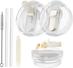 Amazon CloudValley 2 Pack Tumbler Flip Straw Lid Replacement voor Stanley Quencher 30 oz, Wit aanbieding