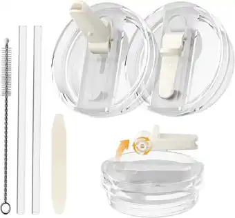 Amazon CloudValley 2 Pack Tumbler Flip Straw Lid Replacement voor Stanley Quencher 30 oz, Wit aanbieding