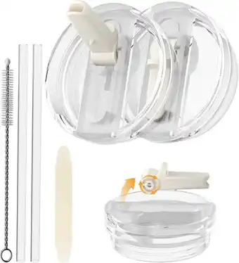 Amazon CloudValley 2 Pack Tumbler Flip Straw Lid Replacement voor Stanley Quencher 40 oz, Wit aanbieding
