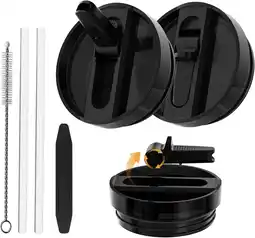 Amazon CloudValley 2 Pack Tumbler Flip Straw Lid Replacement voor Stanley Quencher 40 oz, Zwart aanbieding