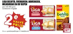 De Boerenschuur Liga belvita, evergreen, haverkick, milkbreak en/of repen aanbieding