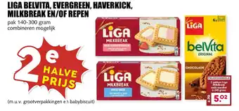De Boerenschuur Liga belvita, evergreen, haverkick, milkbreak en/of repen aanbieding