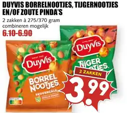 De Boerenschuur Duyvis borrelnootjes, tijgernootjes en/of zoute pinda's aanbieding