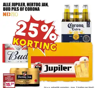 De Boerenschuur Alle jupiler, hertog jan, bud pils of corona aanbieding