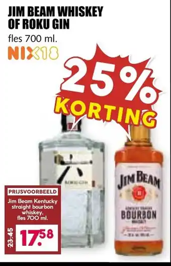 De Boerenschuur Jim beam whiskey of roku gin aanbieding