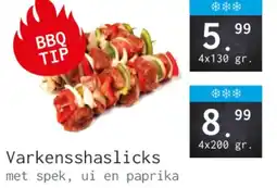 Naanhof Varkensshaslicks met spek, ui en paprika aanbieding