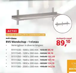 HANOS RVS Wandschap 1 niveau aanbieding