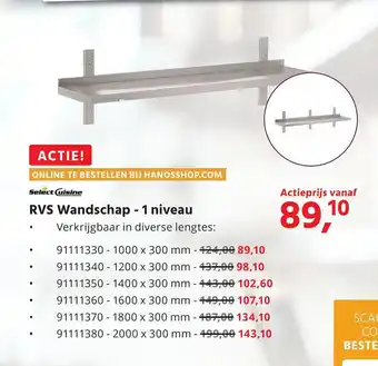 HANOS RVS Wandschap 1 niveau aanbieding