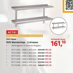 HANOS RVS Wandschap 2 niveaus aanbieding