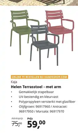 HANOS Kaja Helen Terrasstoel met arm aanbieding