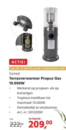 HANOS Terrasverwarmer Propus Gas 10.000W aanbieding