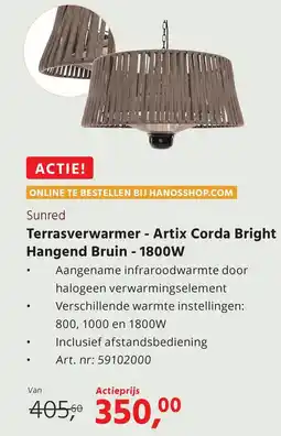 HANOS Sunred Terrasverwarmer Artix Corda Bright Hangend Bruin aanbieding