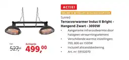 HANOS Terrasverwarmer Indus II Bright Hangend Zwart 3000W aanbieding
