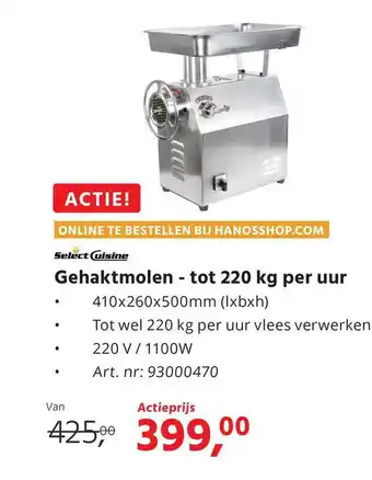 HANOS Gehaktmolen tot 220 kg per uur aanbieding