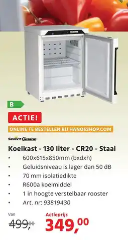 HANOS Koelkast 130 liter CR20 Staal aanbieding