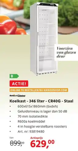 HANOS Koelkast 346 liter CR40G - Staal aanbieding
