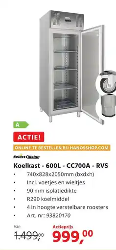 HANOS Koelkast 600L CC700A RVS aanbieding