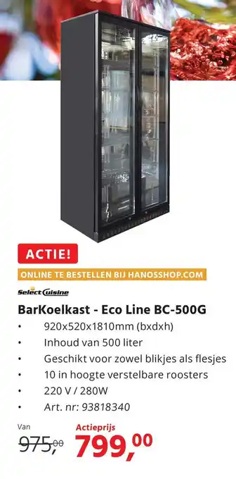 HANOS Barkoelkast Eco Line BC-500G aanbieding