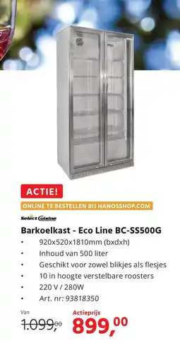 HANOS Barkoelkast Eco Line BC-SS500G aanbieding