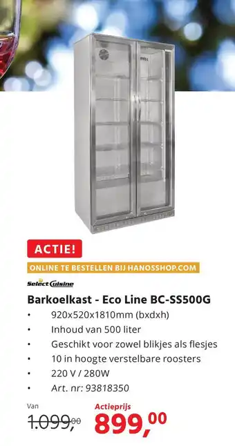 HANOS Barkoelkast Eco Line BC-SS500G aanbieding