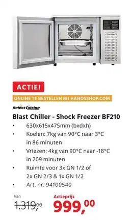 HANOS Blast Chiller Shock Freezer BF210 aanbieding