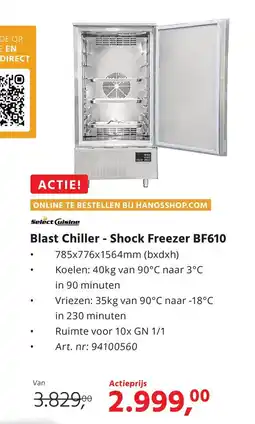 HANOS Blast Chiller Shock Freezer BF610 aanbieding