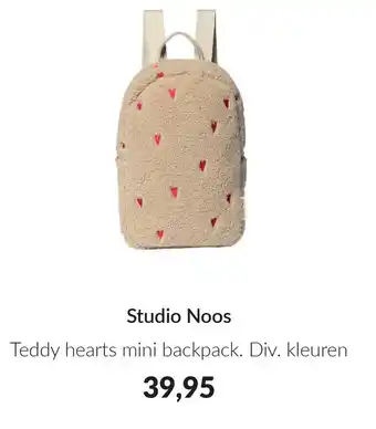 Babypark Studio Noos Teddy hearts mini backpack aanbieding