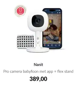 Babypark Nanit Pro camera babyfoon met app + flex stand aanbieding