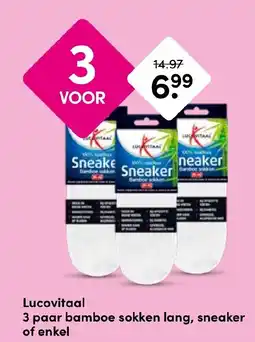 Drogisterij Visser Lucovitaal 3 paar bamboe sokken lang, sneaker of enkel aanbieding