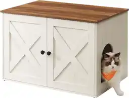 Amazon Feandrea Kattenhuis, kattenbakkast, tafel, 70 x 50 x 50 cm, honingbruin-vintage wit PCL022K02 aanbieding