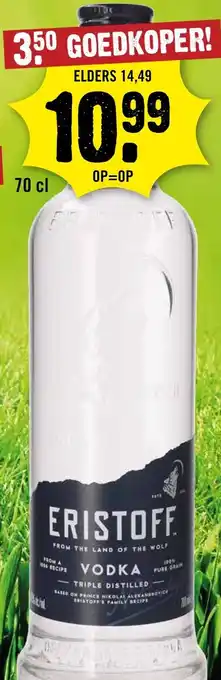 Dirck 3 ERISTOFF VODKA aanbieding