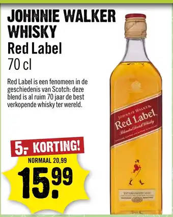 Dirck 3 Johnnie Walker Whisky Red Label aanbieding