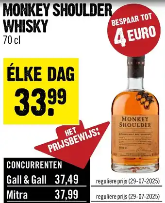 Dirck 3 Monkey shoulder whisky aanbieding