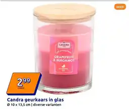 Action Candra geurkaars in glas aanbieding