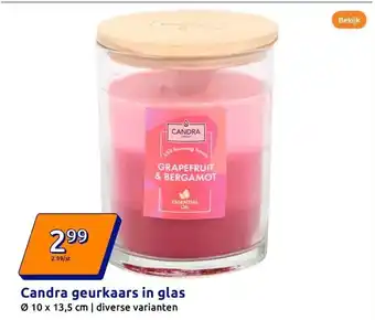 Action Candra geurkaars in glas aanbieding
