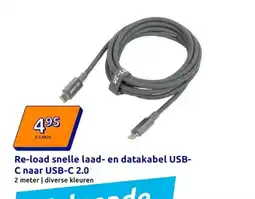 Action Re-load snelle laad- en datakabel USB C naar USB-C 2.0 aanbieding