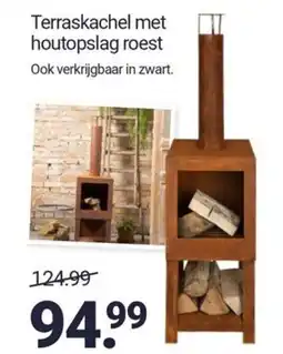 Inter Chalet Terraskachel met houtopslag roest aanbieding