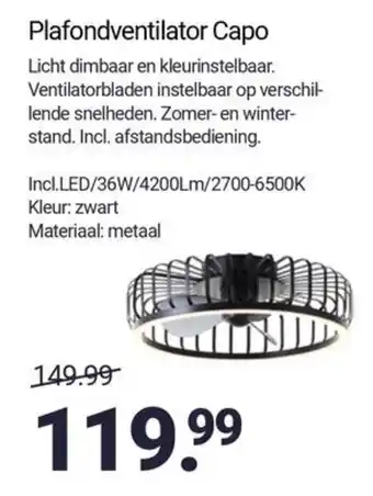 Inter Chalet Plafondventilator Capo aanbieding